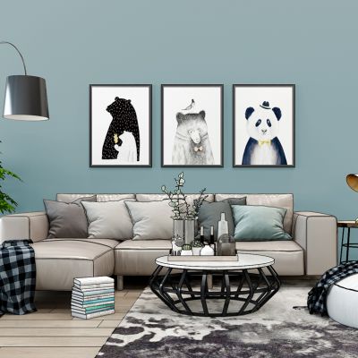 现代北欧沙发茶几落地灯