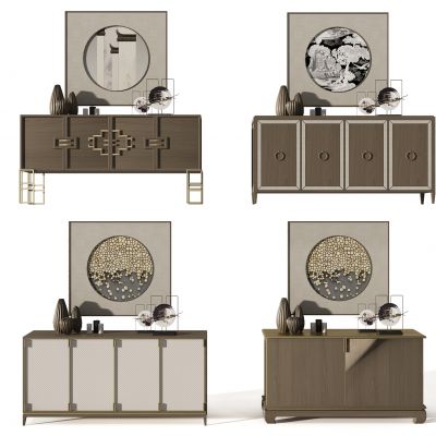 新中式边柜玄关柜摆台