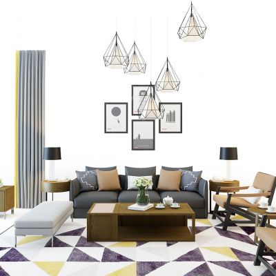 现代沙发组合电视柜