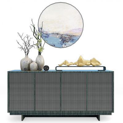 新中式玄关柜摆件组合