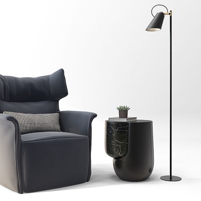 现代休闲单人沙发边几