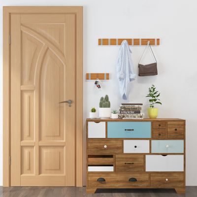 现代实木斗柜仙人掌书籍衣钩组合