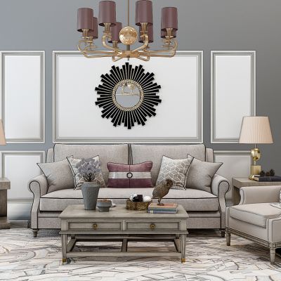 美式沙发欧式沙发茶几装饰镜吊灯