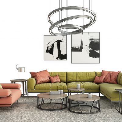 现代布艺转角多人沙发1