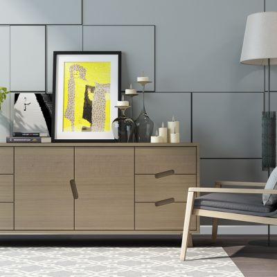 现代边柜斗柜休闲椅摆件组合