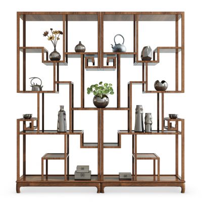 新中式装饰柜博古架组合