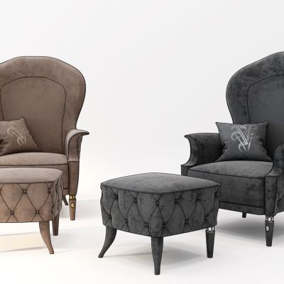 欧式新古典法式单人高靠背沙发