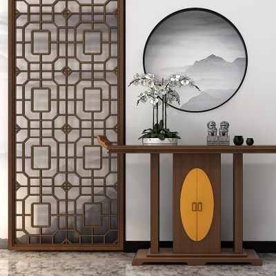 新中式端景台摆件狮子印章组合中式装饰柜