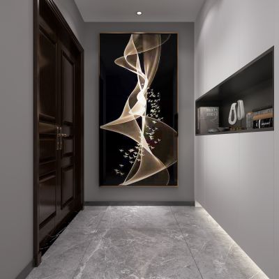 现代玄关  入户门厅  柜子 挂画  摆件