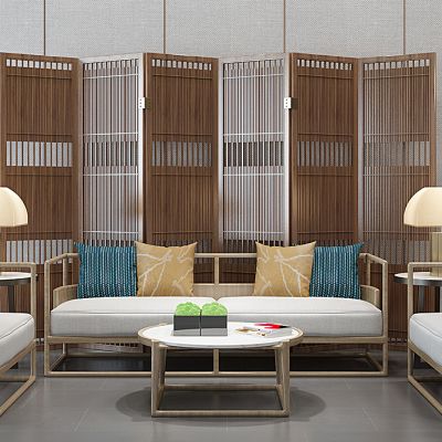 新中式实木沙发组合