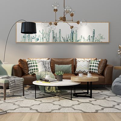 北欧沙发茶几吊灯懒人沙发