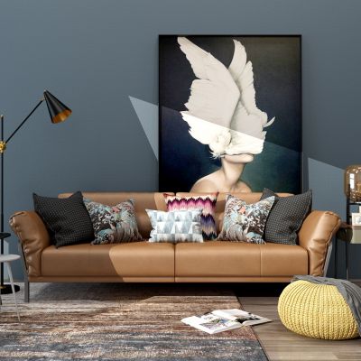 现代北欧三人沙发沙发墩边几