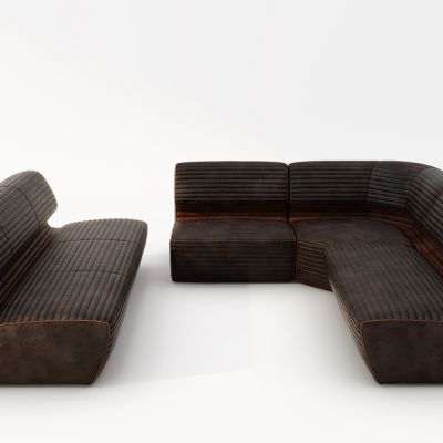 现代皮革多人沙发