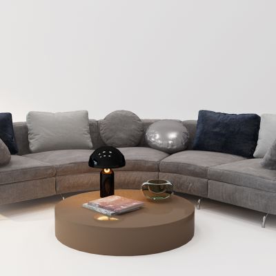 现代弧形半圆沙发茶几组合