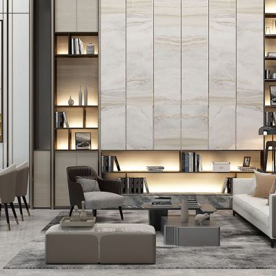 简欧式沙发茶几餐桌椅书柜组合