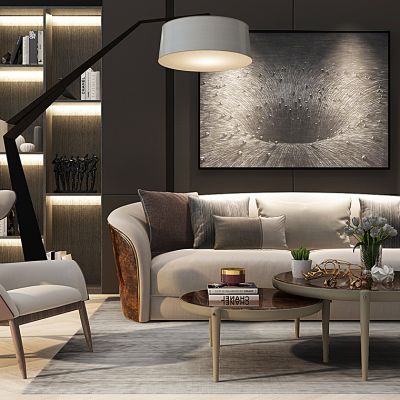 现代新中式沙发茶几组合