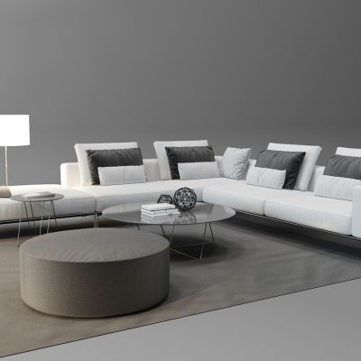 后现代转角沙发沙发墩