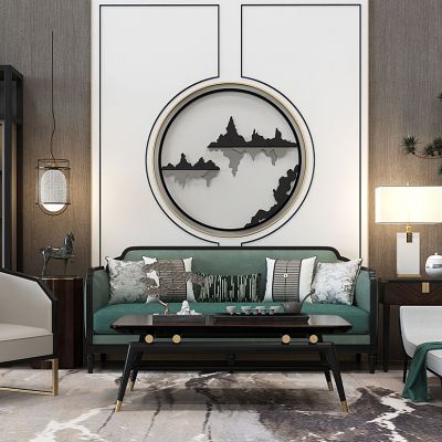 新中式沙发茶几单人休闲沙发装饰柜