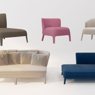 现代布艺多人沙发单人沙发组合