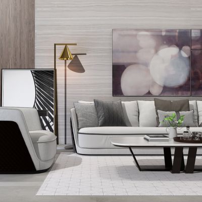 后现代简欧式新奢华沙发茶几组合