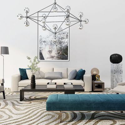 现代沙发茶几吊灯榻