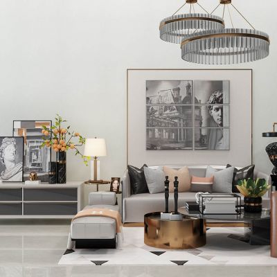 现代轻奢简欧式沙发茶几电视柜