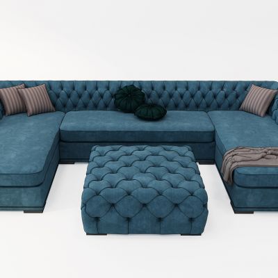 简欧U形沙发茶几组合