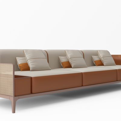 现代东南亚新中式多人沙发