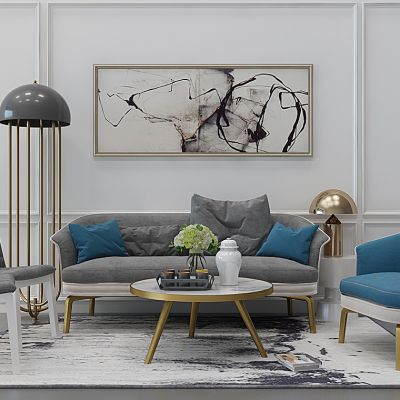 北欧沙发茶几落地灯