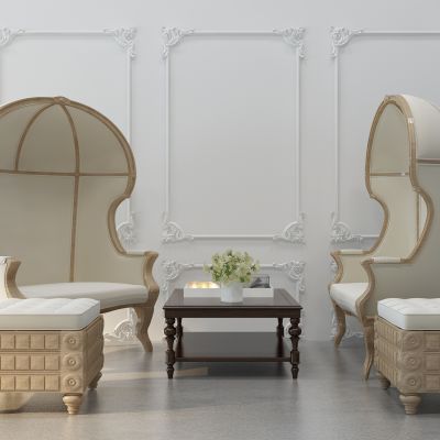 欧式高靠背沙发茶几