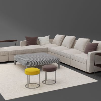 现代转角沙发茶几组合