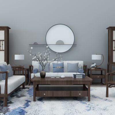 新中式沙发茶几装饰柜