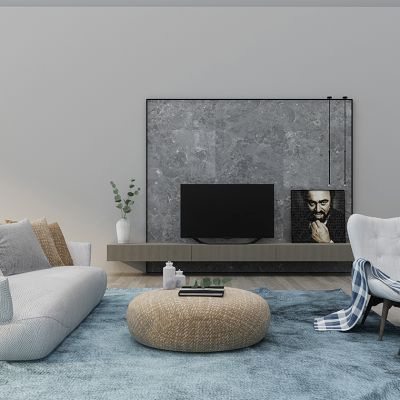 现代客厅沙发茶几沙发蹲组合