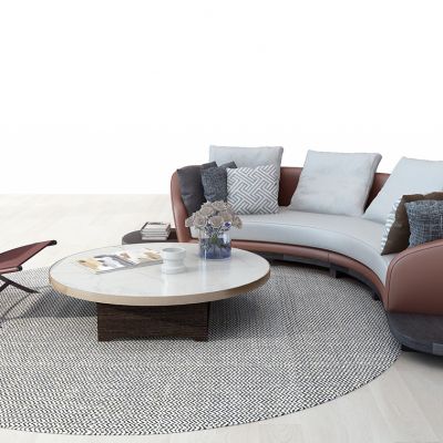 现代半圆弧形沙发茶几