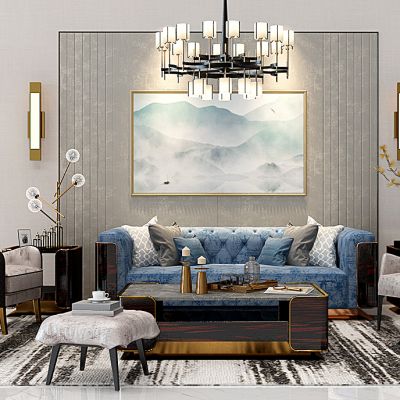 欧式沙发茶几单人高靠背沙发