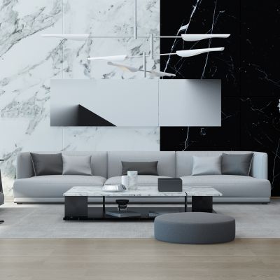 现代沙发茶几落地灯