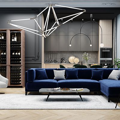 现代沙发茶几酒柜橱柜厨房摆件休闲椅