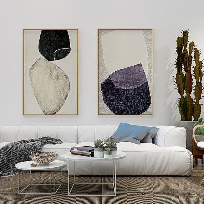 北欧沙发茶几仙人掌组合