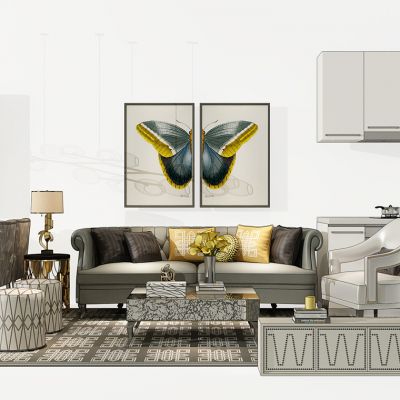 简欧式沙发茶几电视柜沙发墩餐桌椅橱柜组合