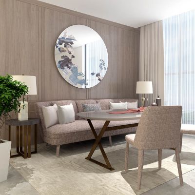 现代多人沙发单人椅桌子角几台灯组合