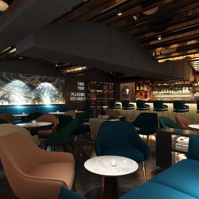 现代酒吧酒吧台卡座