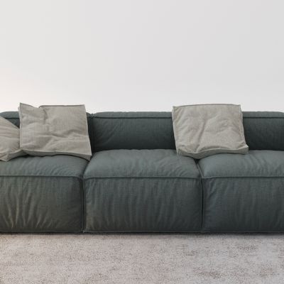 现代布艺三人沙发