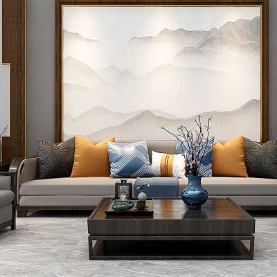 新中式沙发茶几组合