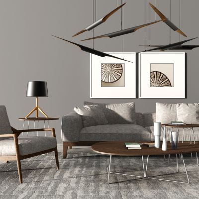 现代北欧沙发椅茶几组合