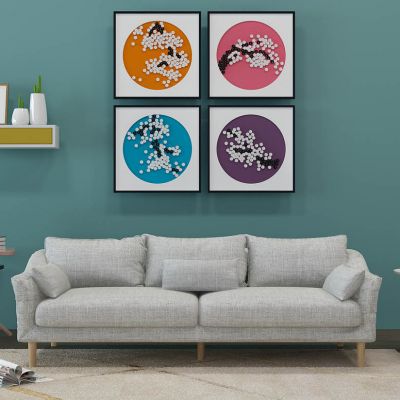 北欧布艺沙发边几挂画