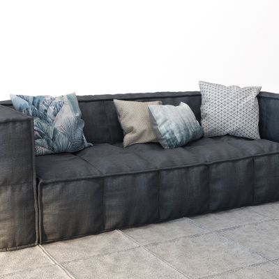 现代布艺三人沙发