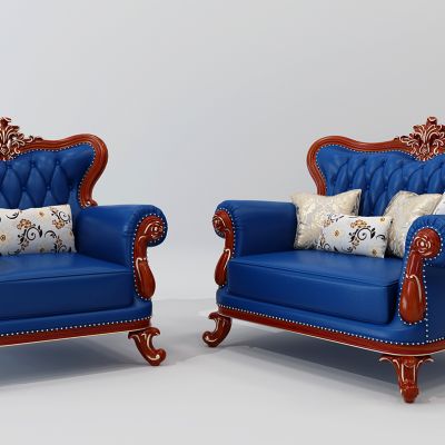 美式欧式古典单人沙发组合