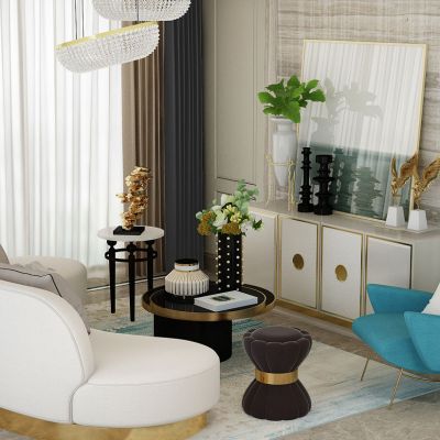 简欧式沙发茶几休闲椅电视柜