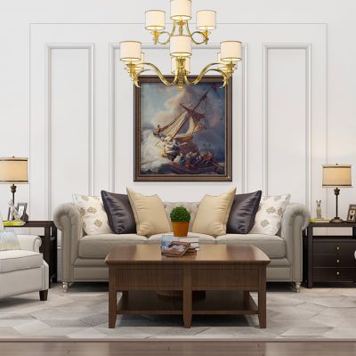 美式皮革沙发茶几吊顶空调