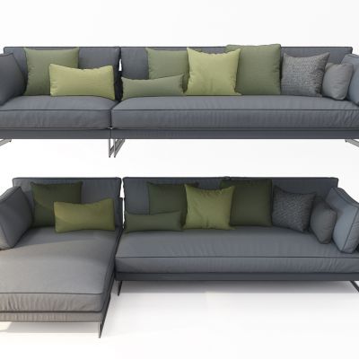 现代布艺多人沙发转角沙发组合